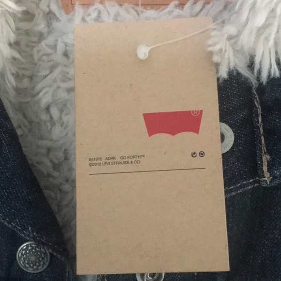 Levi’s Jeans Dark Wash Jacket Vest Fuzzy Sherpa XS - Picture 10 of 10